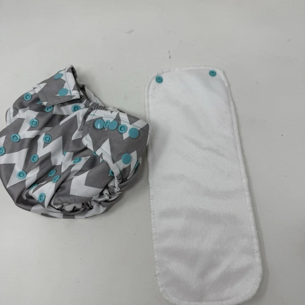 BumKins Pocket Diaper Cloth Diapers One Size Adjustable Washable Gray w Insert